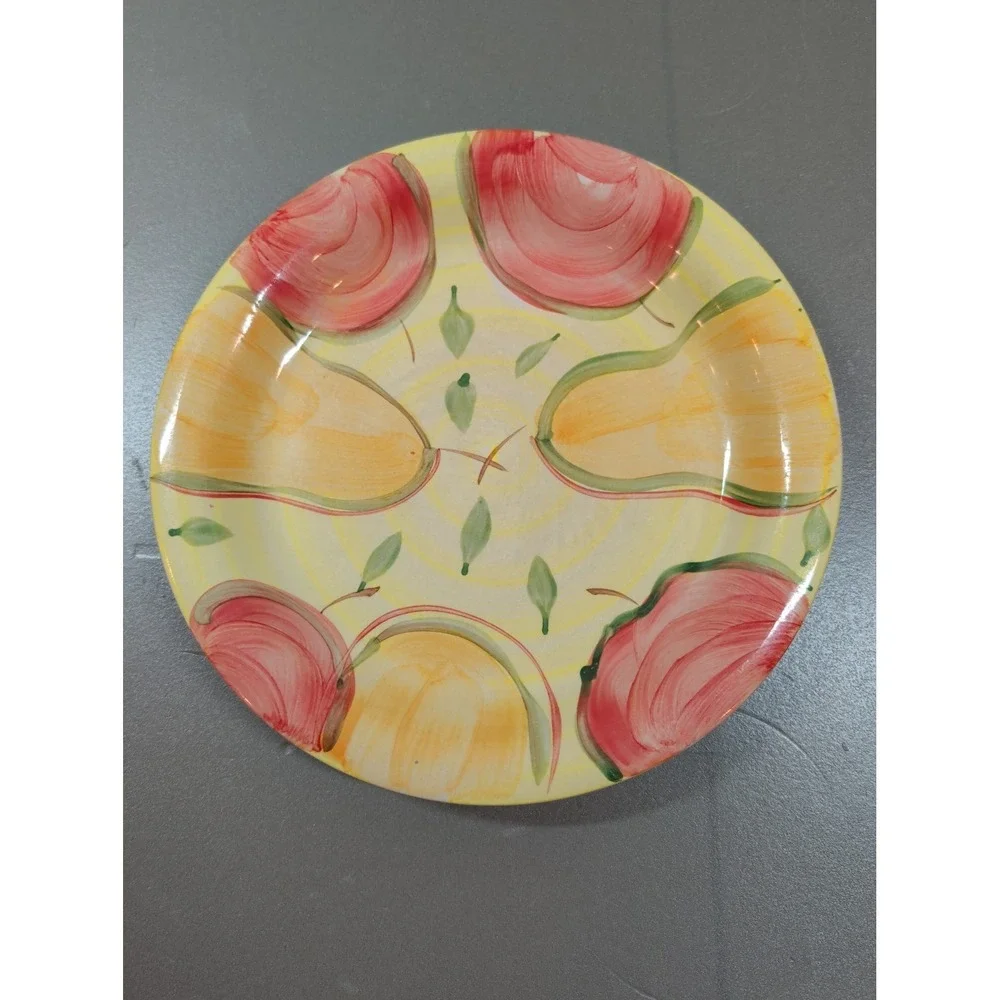 Mulberry Home Collection Fruit Salad Plate Ceramic Apple Pear Yellow 8 Inch